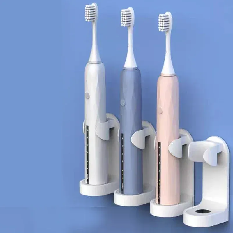 Support mural pour brosse à dents électrique en plastique, avec crochet pour rasoir et étagère de rangement 2