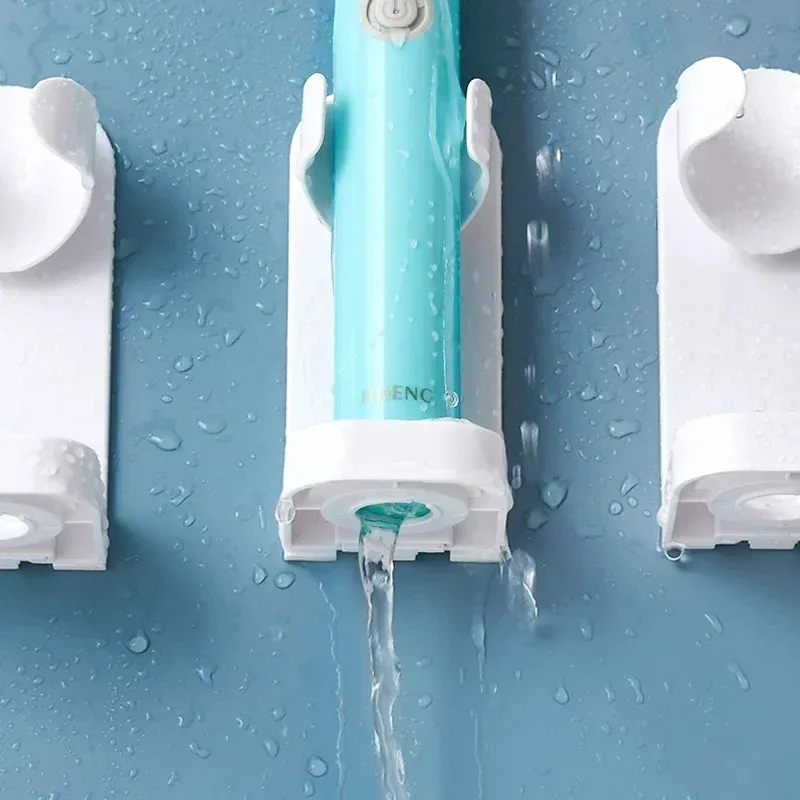 Support mural pour brosse à dents électrique en plastique, avec crochet pour rasoir et étagère de rangement 3