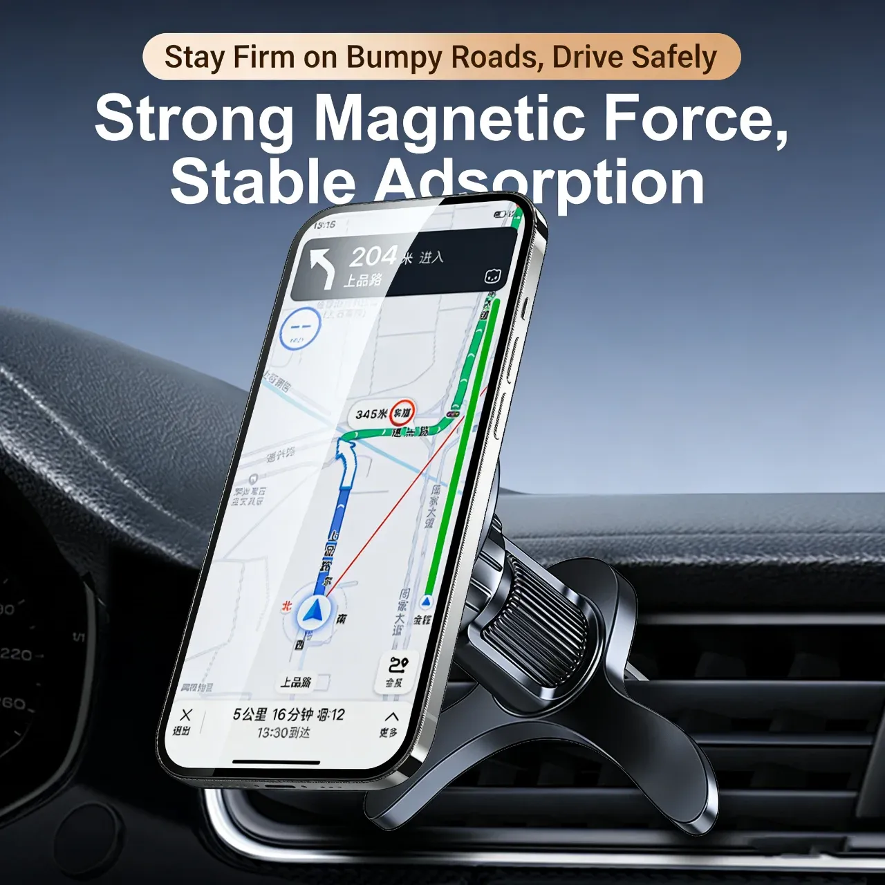 Support de voiture MagSafe à 17 aimants N52, support de téléphone pour grille d'aération, rotatif à 360°, compatible avec les séries iPhone 16 à 12 et tous les téléphones, avec anneau magnétique 5