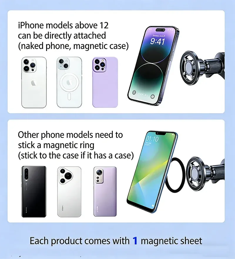 Support magnétique MagSafe pour voiture, compatibilité iPhone