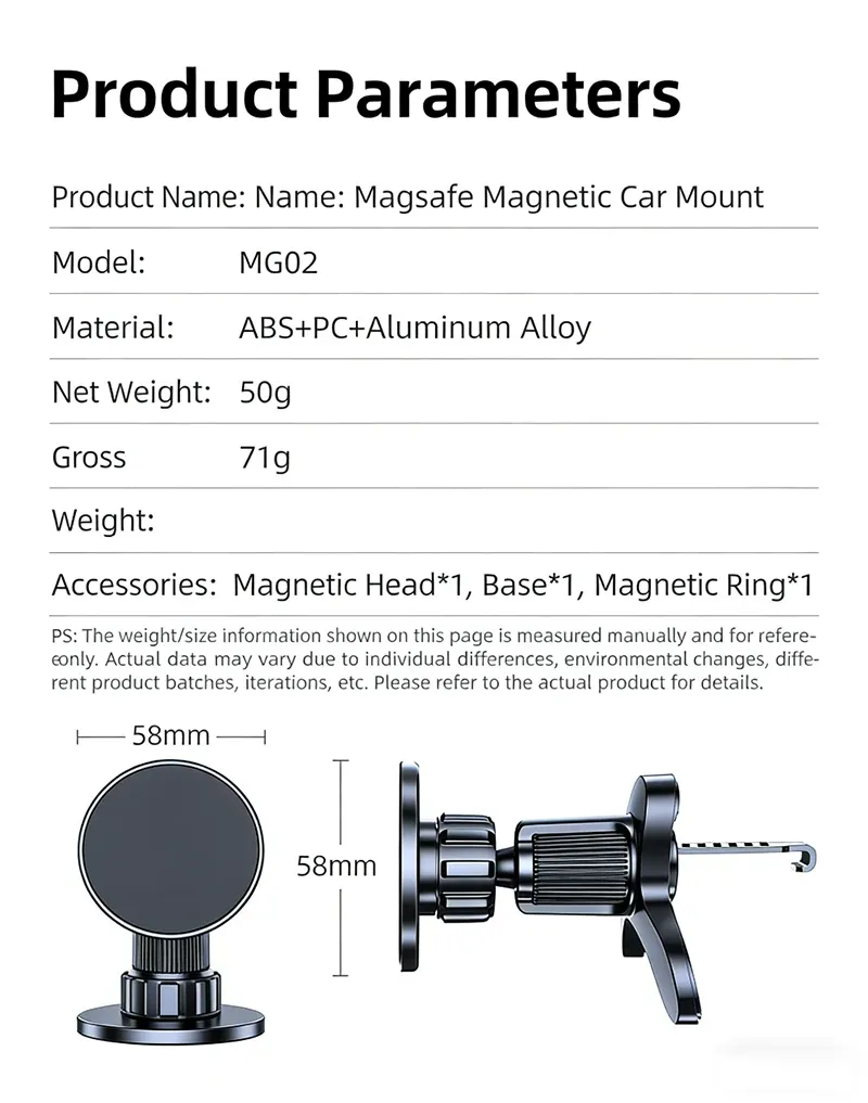 Support magnétique MagSafe pour voiture, finition et design