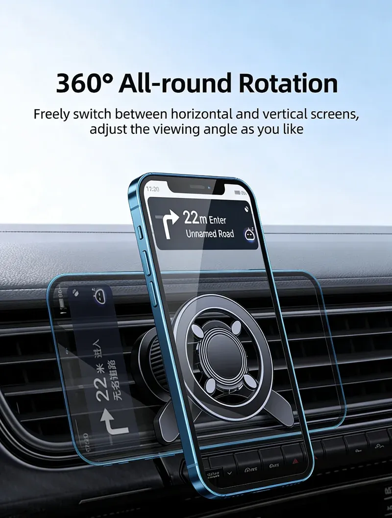 Support magnétique MagSafe pour voiture, rotation à 360°