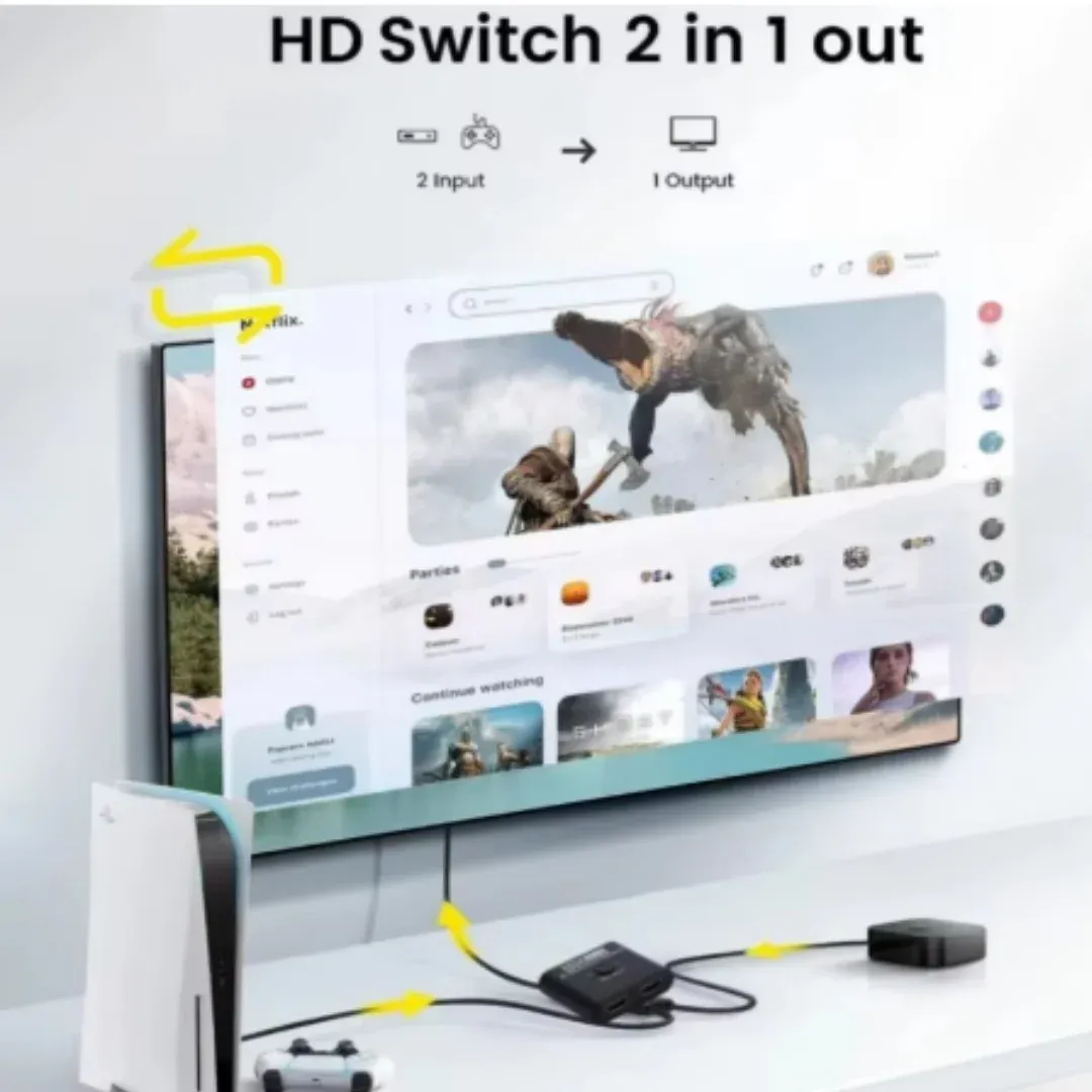 Commutateur HDMI bidirectionnel 8K 60 Hz, 2 entrées 1 sortie / 1 entrée 2 sorties, compatible PS4 5