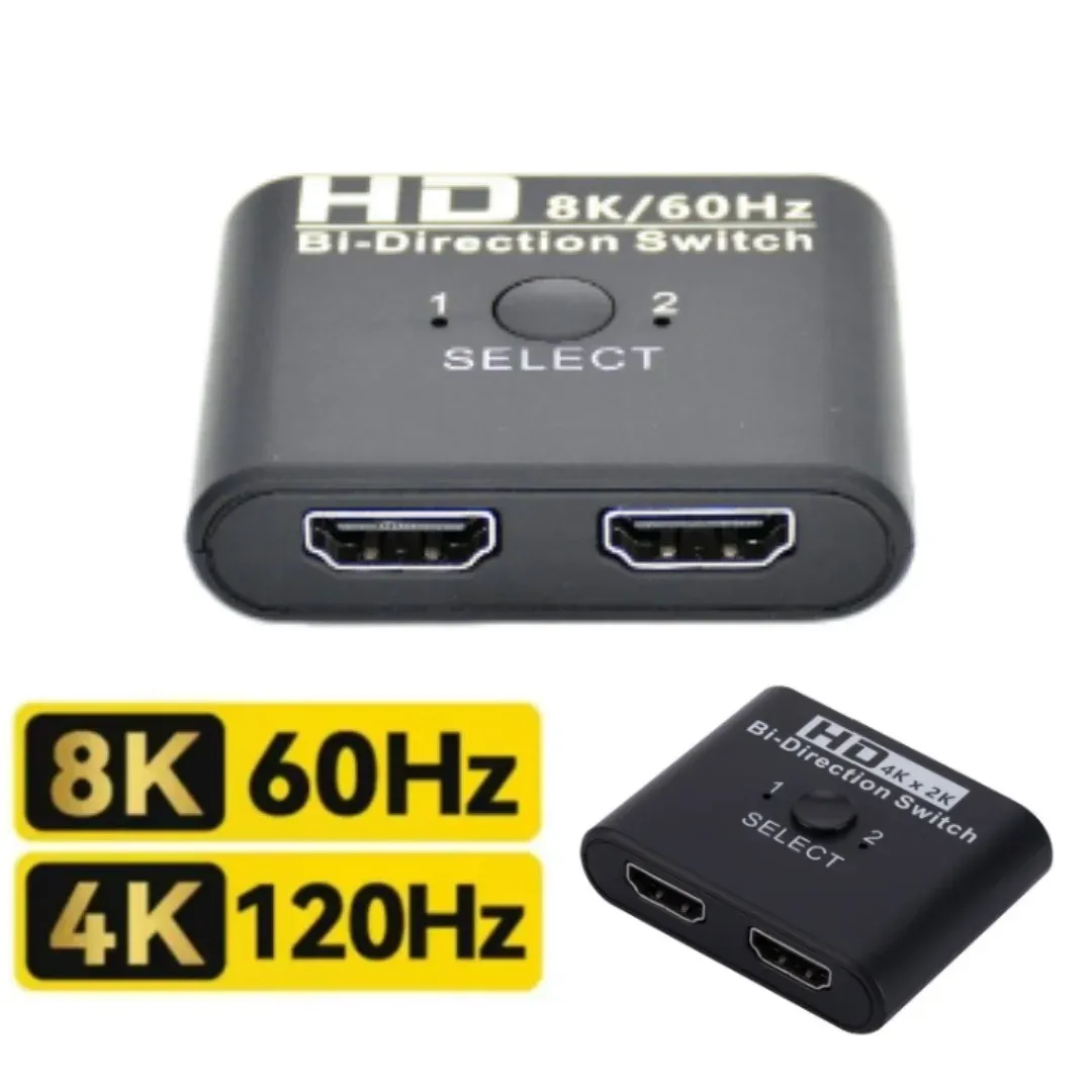 Commutateur HDMI bidirectionnel 8K 60 Hz, 2 entrées 1 sortie / 1 entrée 2 sorties, compatible PS4 6