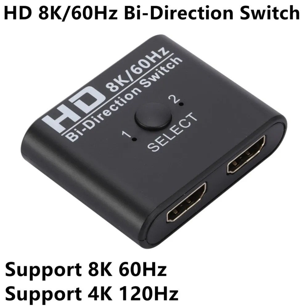 Commutateur HDMI bidirectionnel 8K 60 Hz, 2 entrées 1 sortie / 1 entrée 2 sorties, compatible PS4 8