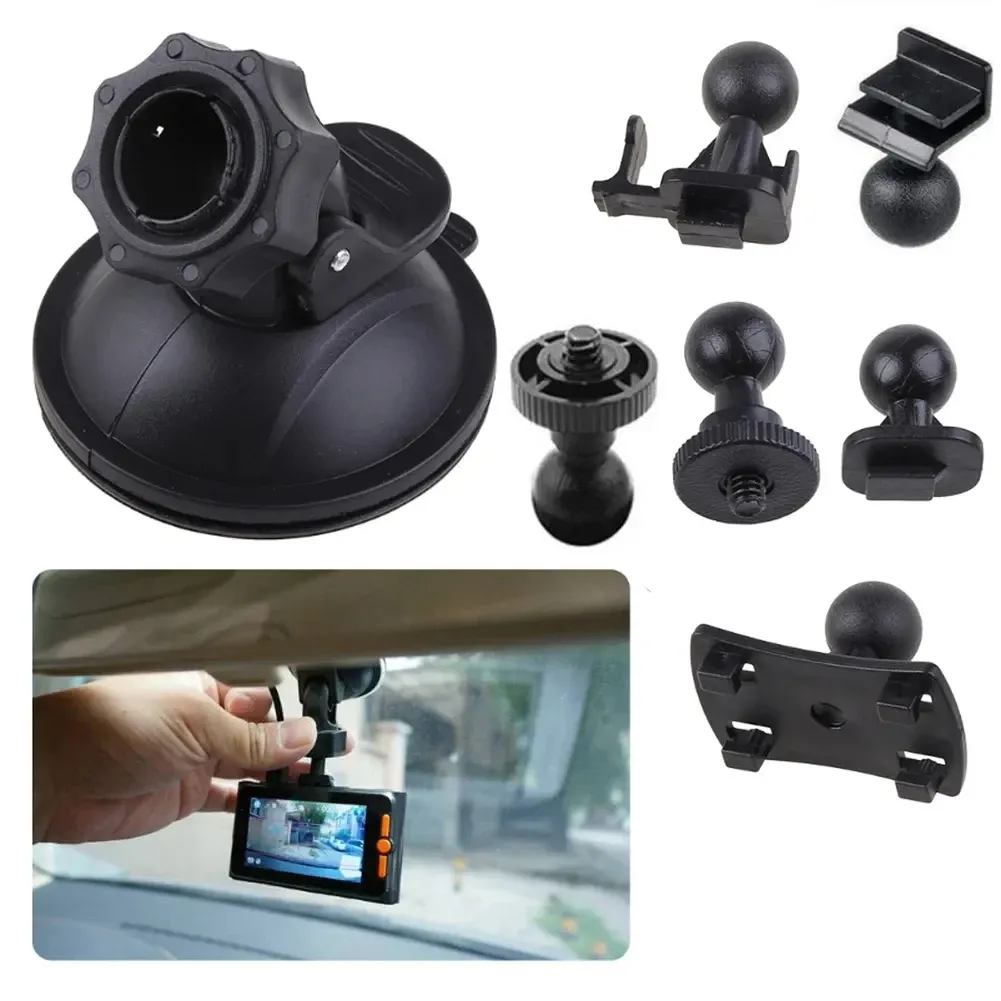 Ventouse de voiture pour support de caméra de tableau de bord, enregistreur vidéo de véhicule avec 6 types d'adaptateurs, support d'enregistrement de conduite pour voiture, base à ventouse 4