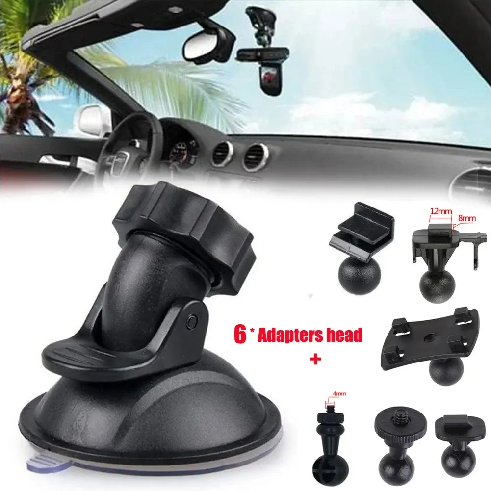 Ventouse de voiture pour support de caméra de tableau de bord, enregistreur vidéo de véhicule avec 6 types d'adaptateurs, support d'enregistrement de conduite pour voiture, base à ventouse 5