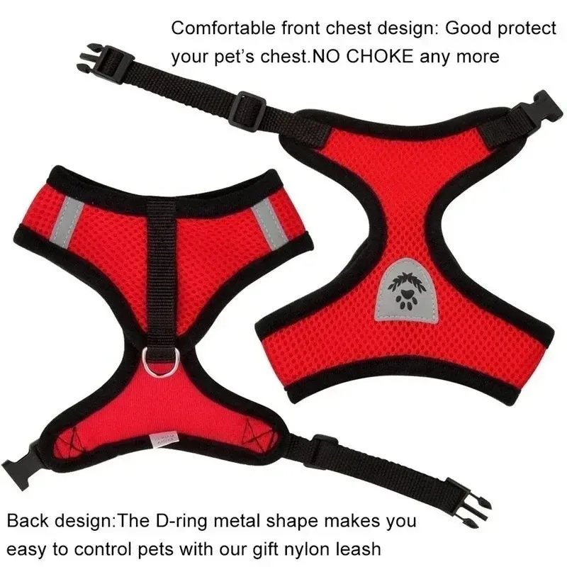 Harnais réglable en maille avec laisse pour chats et chiens de petite et moyenne taille, gilet de marche en polyester 5