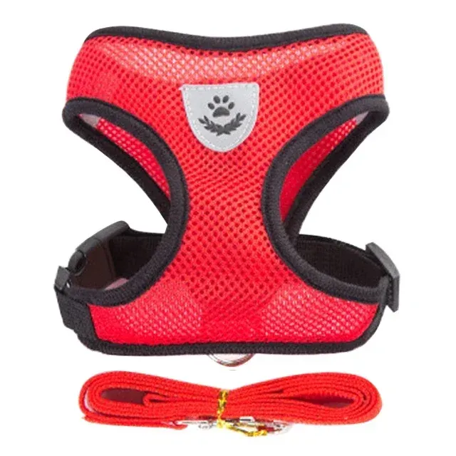 Harnais réglable en maille avec laisse pour chats et chiens de petite et moyenne taille, gilet de marche en polyester 10