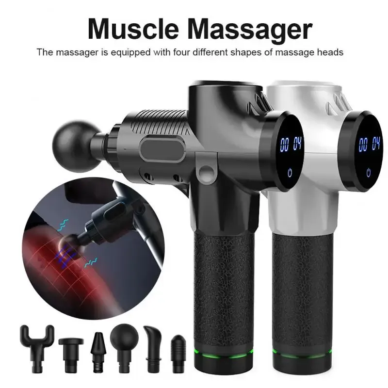 Pistolet de massage électrique 30 niveaux, appareil de relaxation musculaire profonde pour fascia, équipement de fitness silencieux, mixte 4