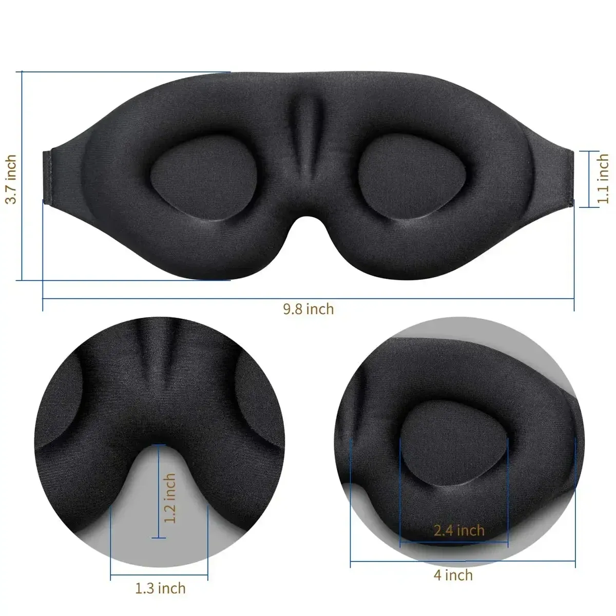 Masque de sommeil 3D à bonnet profilé et bandeau concave moulé, masque occultant pour les yeux, pour femmes et hommes 2