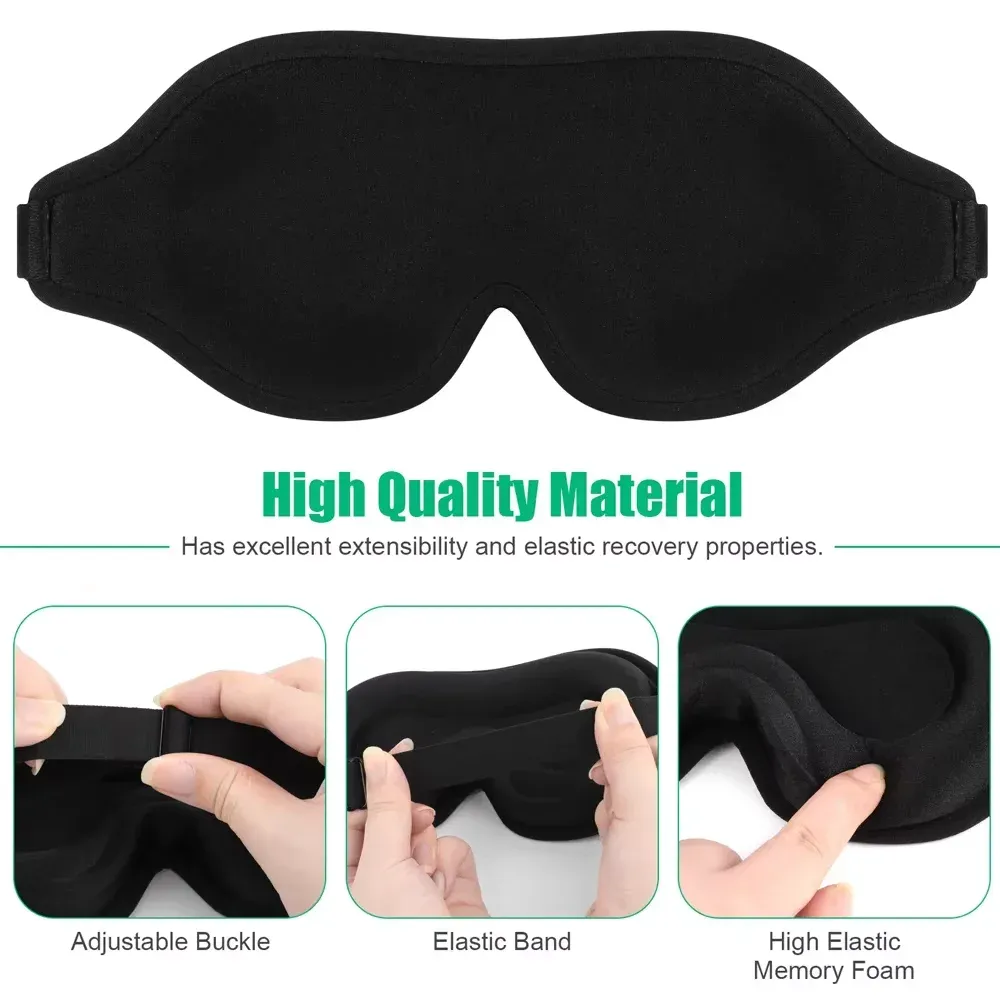 Masque de sommeil 3D à bonnet profilé et bandeau concave moulé, masque occultant pour les yeux, pour femmes et hommes 3