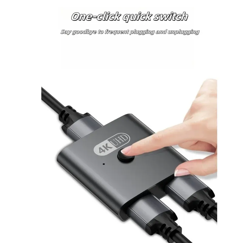 Commutateur HDMI bidirectionnel 4K/8K à 2 entrées et 1 sortie, compatible avec la répartition d'un signal vers 2 sorties 4