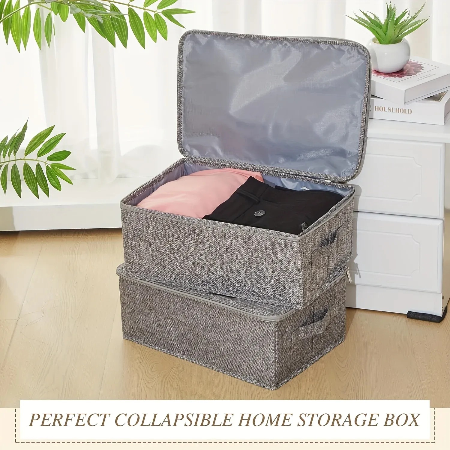 Boîtes de rangement pliables dans une ambiance de maison moderne