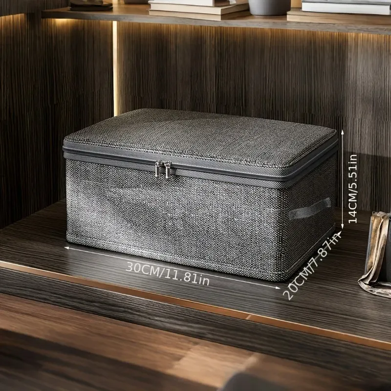 Boîtes de rangement pliables en tissu, empilables, avec couvercles et poignées 7