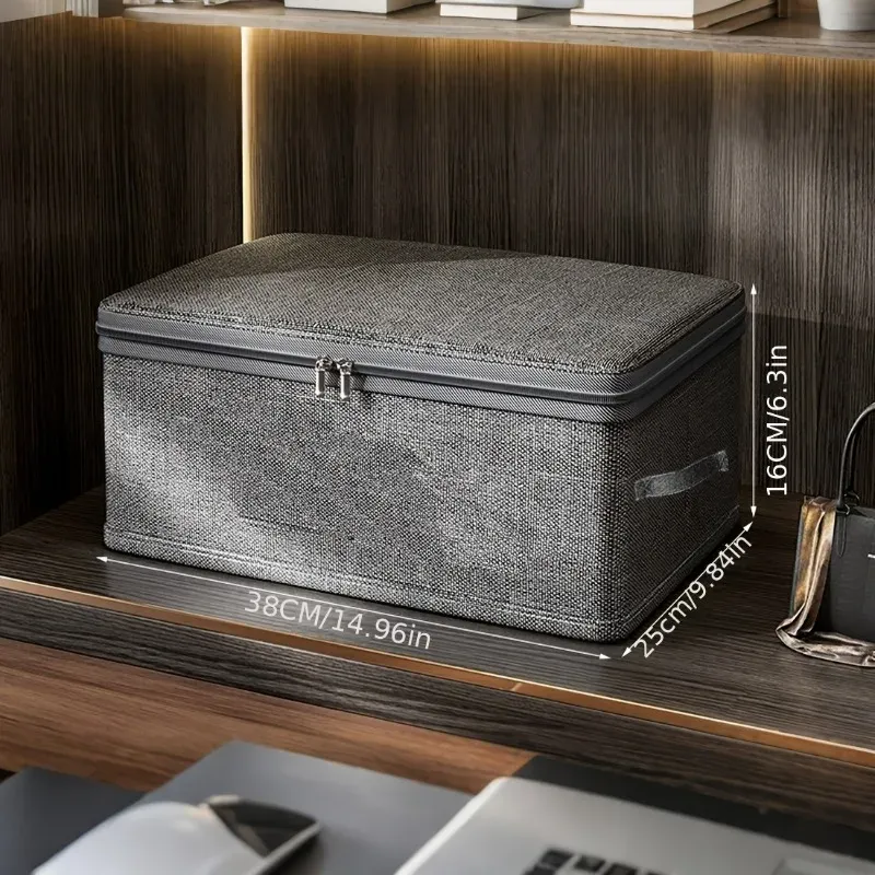 Boîtes de rangement pliables en tissu, empilables, avec couvercles et poignées 8