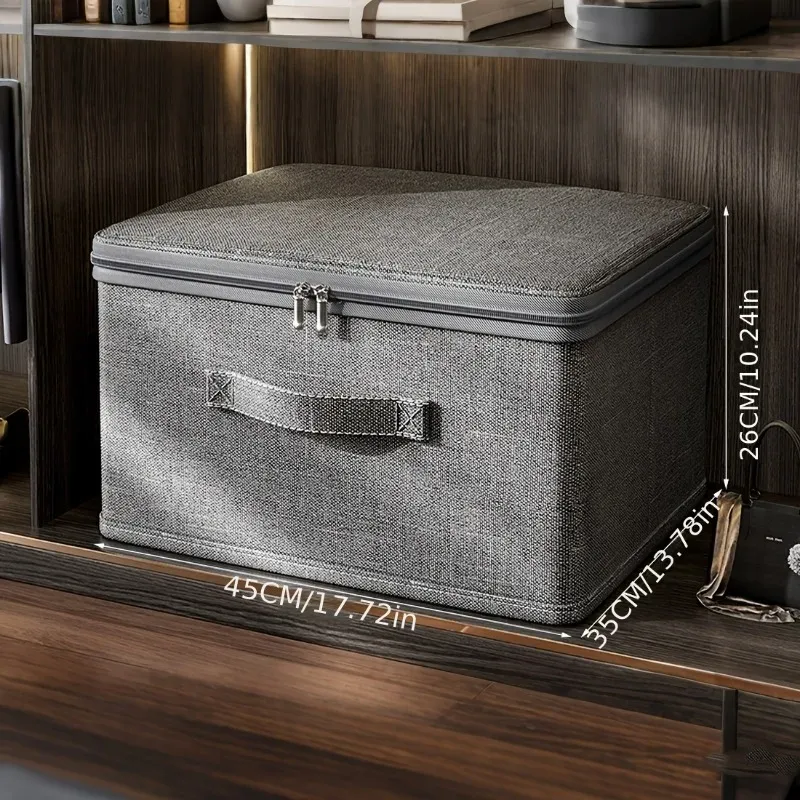 Boîtes de rangement pliables en tissu, empilables, avec couvercles et poignées 10