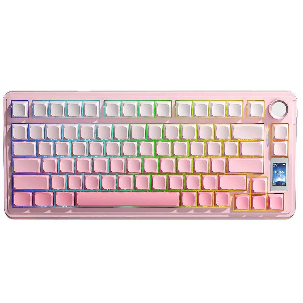 Détail de l'éclairage RVB du clavier AULA S75 Pro