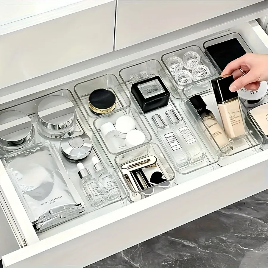 Boîte de rangement pour cosmétiques et papiers, adaptée au maquillage, aux fournitures de bureau et au rangement domestique, organisateur de bureau et de tiroir 2