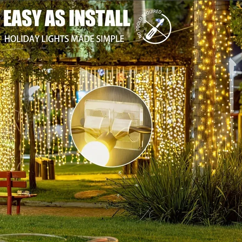 Clips de câble auto-adhésifs imperméables sans perçage, lot de 50, pour guirlandes lumineuses de Noël d'extérieur 6