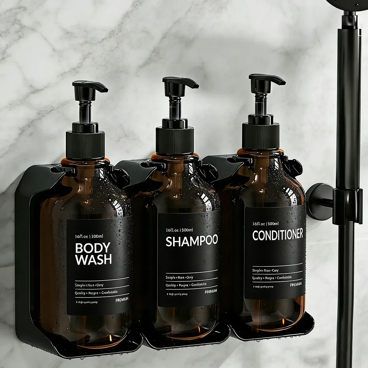 Distributeur de savon mural pour douche élégant dans une salle de bain moderne