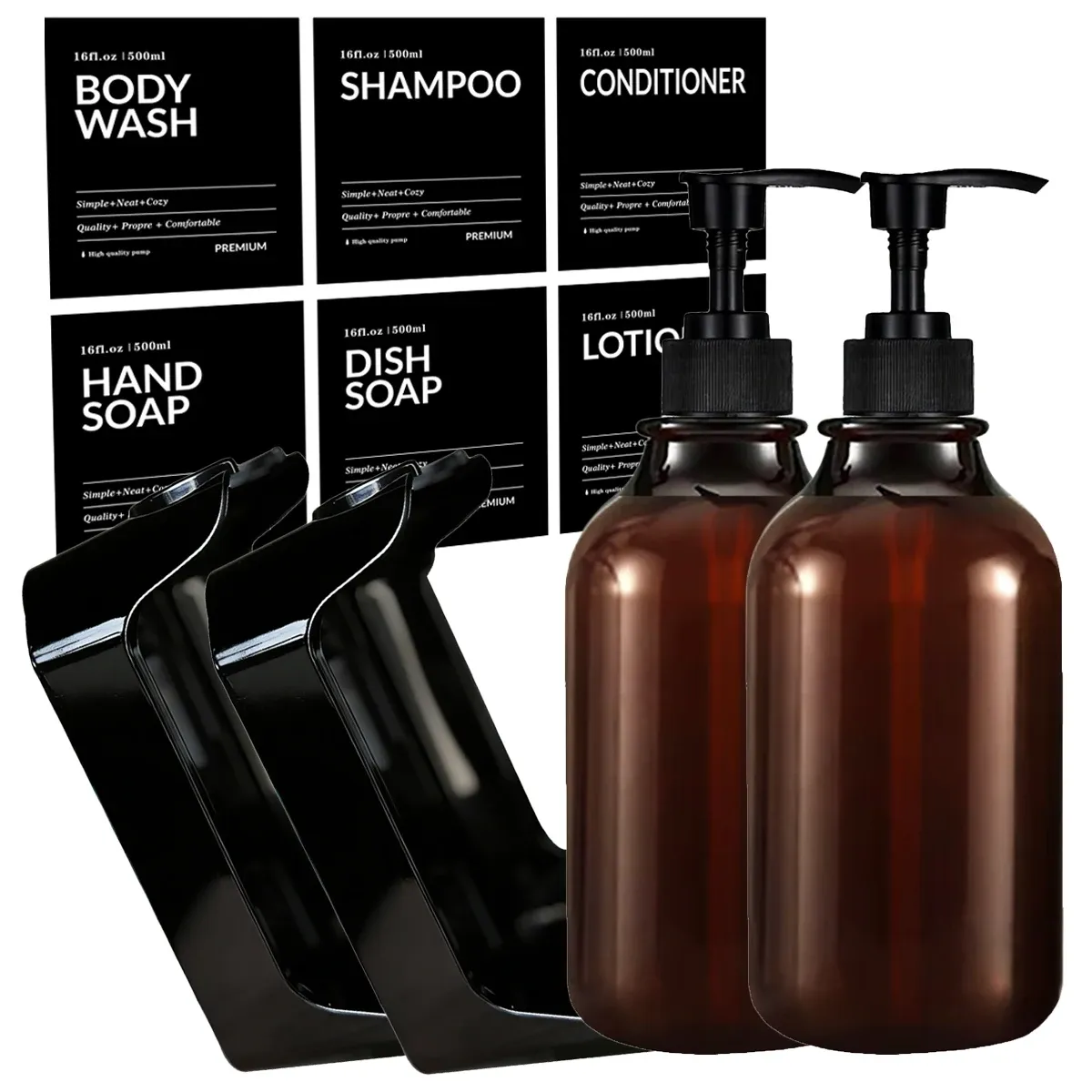 Distributeur de savon mural pour douche - Ensemble distributeur de shampoing et après-shampoing Charmber - Distributeur de savon sans perçage pour salle de bain 8