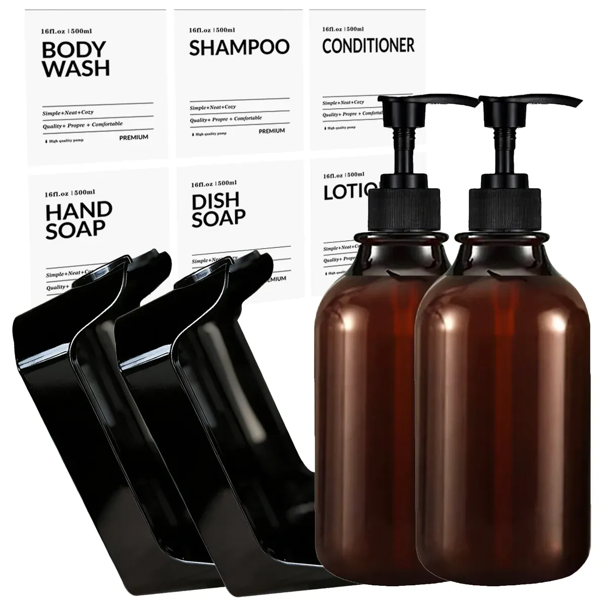 Distributeur de savon mural pour douche - Ensemble distributeur de shampoing et après-shampoing Charmber - Distributeur de savon sans perçage pour salle de bain 7