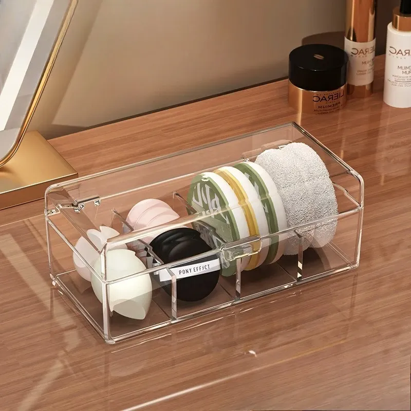 Organisateur cosmétique transparent avec couvercle
