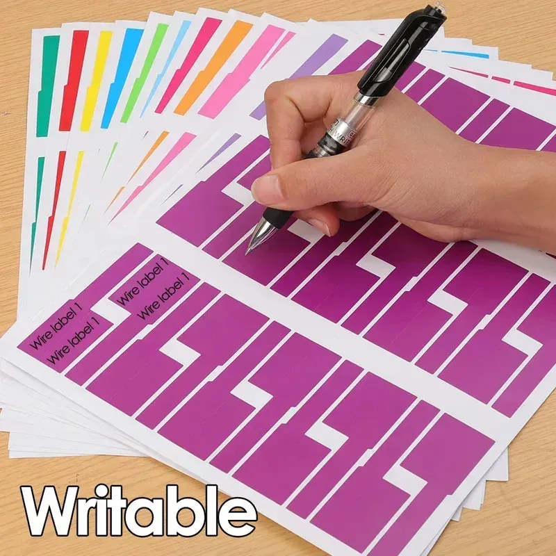 Étiquettes de câbles autocollantes colorées, 240/480 pièces, étiquettes de marquage de fils étanches, autocollantes pour imprimante laser, organisateur d'étiquettes pour câbles en fibre 5
