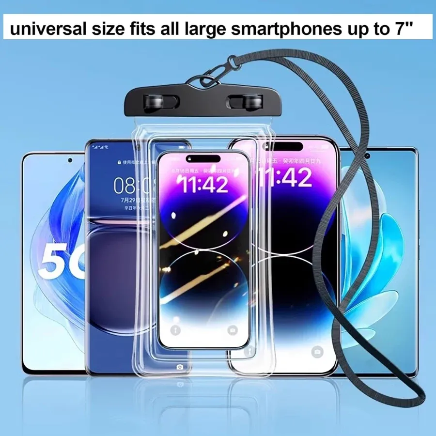 Pochette de téléphone étanche IPX8 pour iPhone 15, 14, 13 Pro Max et Plus, idéale pour la plage et les croisières 5