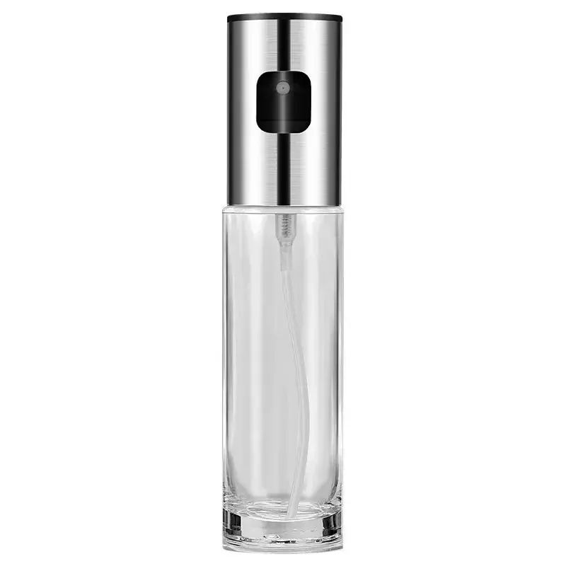 Pulvérisateur d'huile de cuisine en verre et acier inoxydable, 100 ml, pour huile d'olive et vinaigre, à gâchette 6