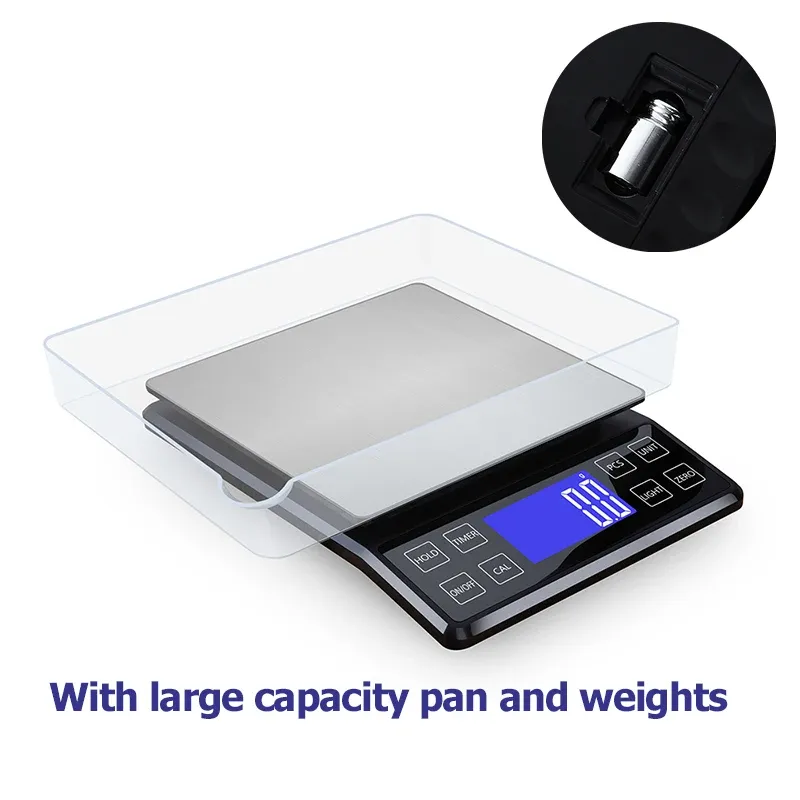 Balance de cuisine numérique étanche en acier inoxydable, haute précision, 0,1 g à 10 kg 6