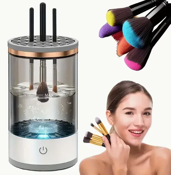 Nettoyeur automatique ultrasonique de pinceaux de maquillage avec boîte de rangement et séchage rapide 2