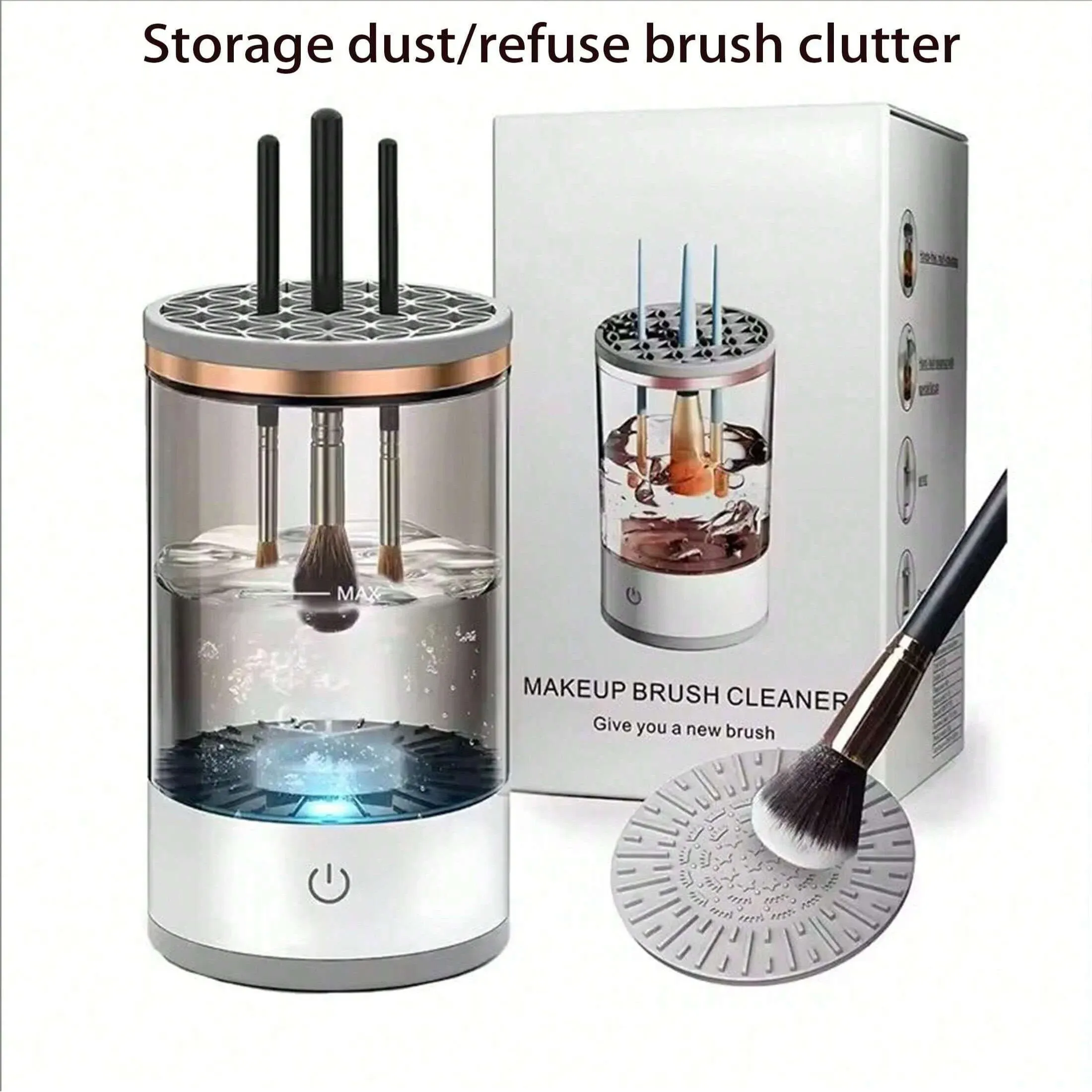 Nettoyeur automatique ultrasonique de pinceaux de maquillage avec boîte de rangement et séchage rapide 7