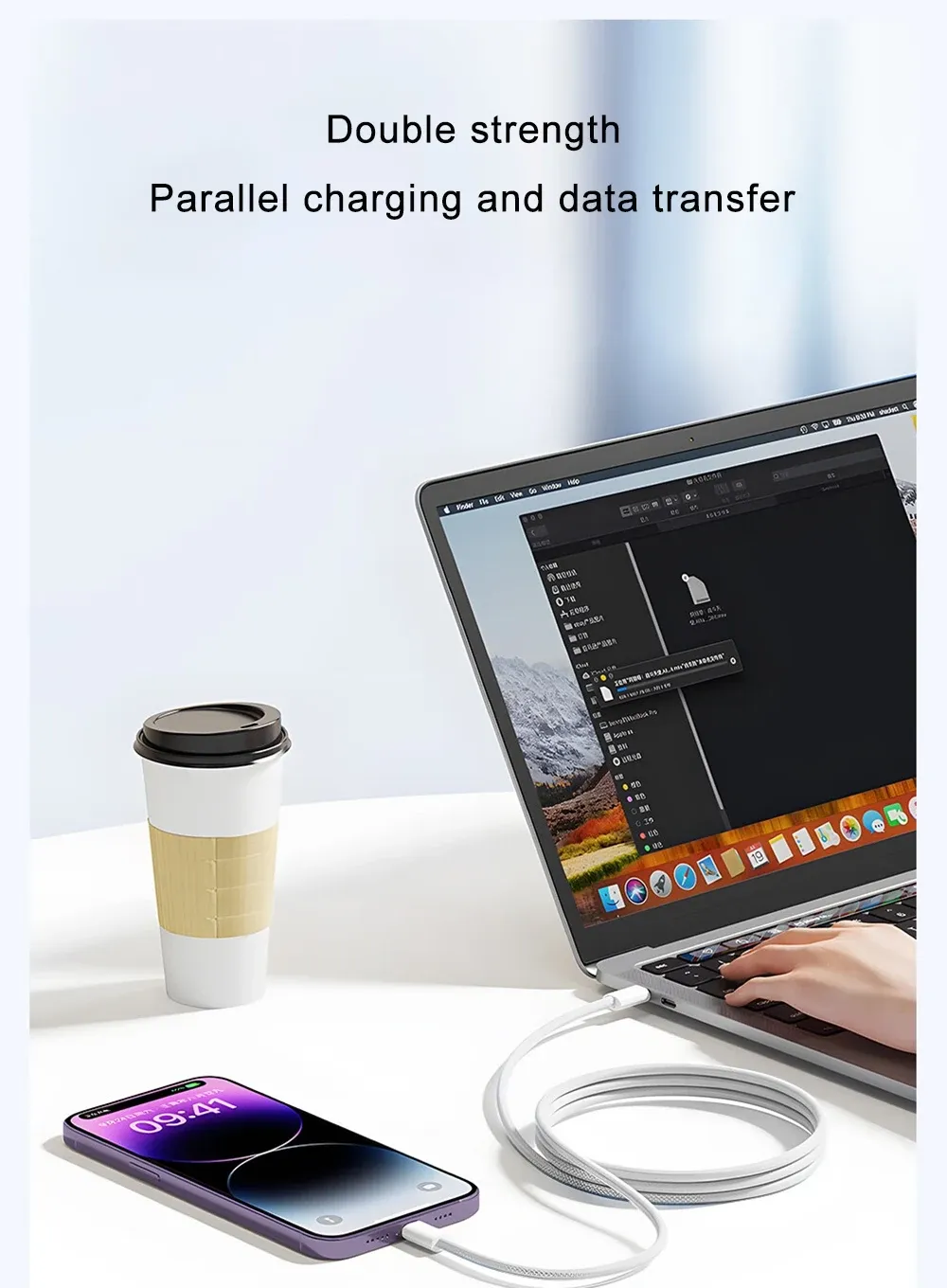 Câble USB pour iPhone, mise en situation