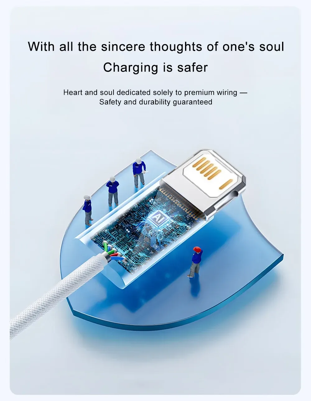 Câble de charge pour smartphone, détails de finition