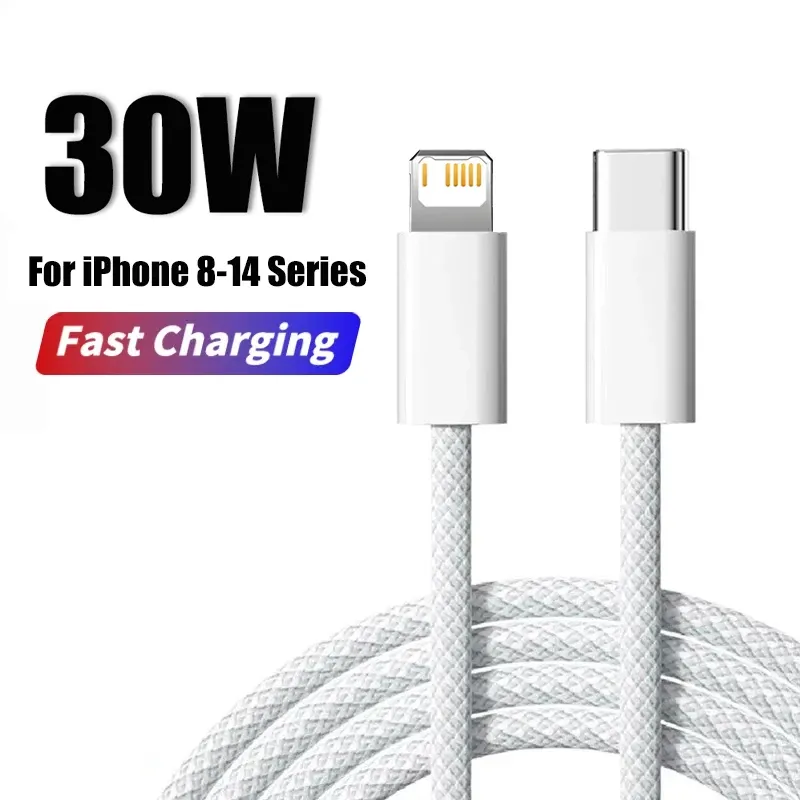 Câble USB-C vers Lightning 30W à charge rapide pour iPhone, compatible iPhone 14, 13, 12, 11, Pro Max, 8, 7, 6, Plus, XS, X et XR, longueur 2 m 7