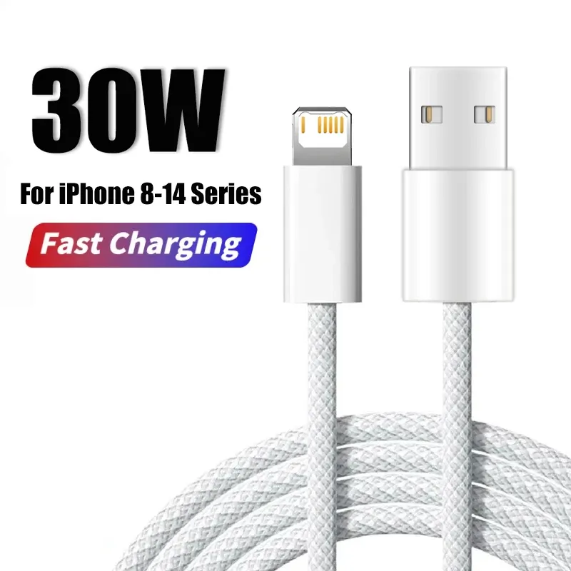 Câble USB-C vers Lightning 30W à charge rapide pour iPhone, compatible iPhone 14, 13, 12, 11, Pro Max, 8, 7, 6, Plus, XS, X et XR, longueur 2 m 8