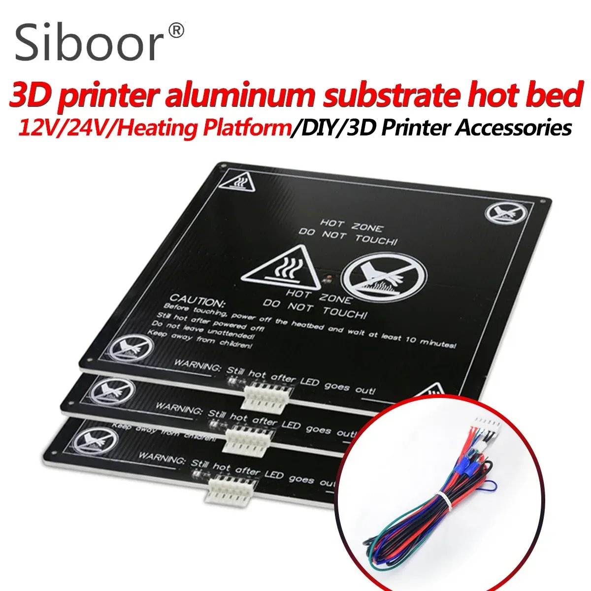 Kit de plateau chauffant MK3 en aluminium 12V/24V pour Anet A8 et A6 avec câblage - Image 1