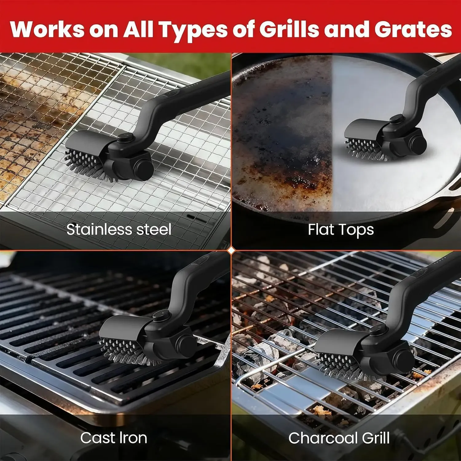 Brosse de nettoyage électrique sans fil pour barbecue, rechargeable et rotative, réglable, pour usage extérieur 5