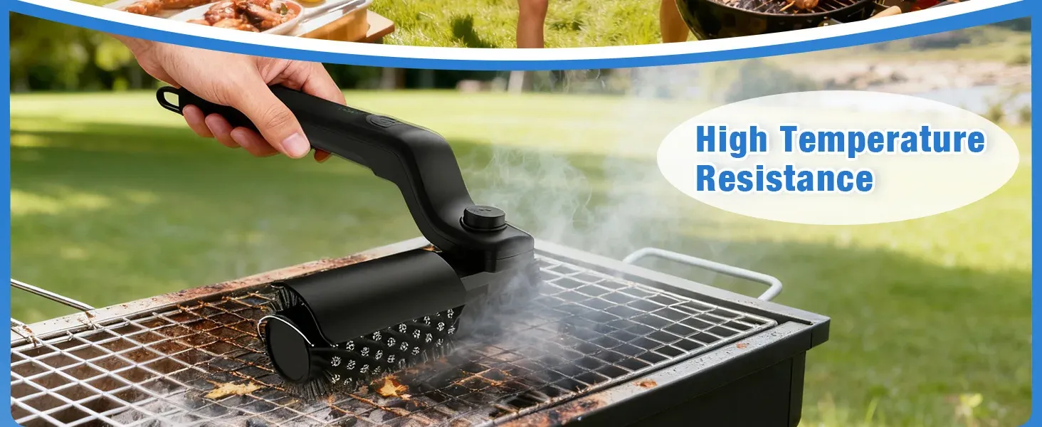 Brosse de nettoyage électrique pour barbecue, en situation