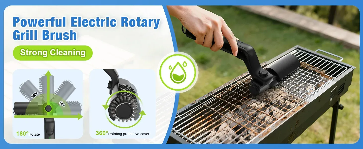 Brosse de nettoyage électrique pour barbecue, vue d'ensemble