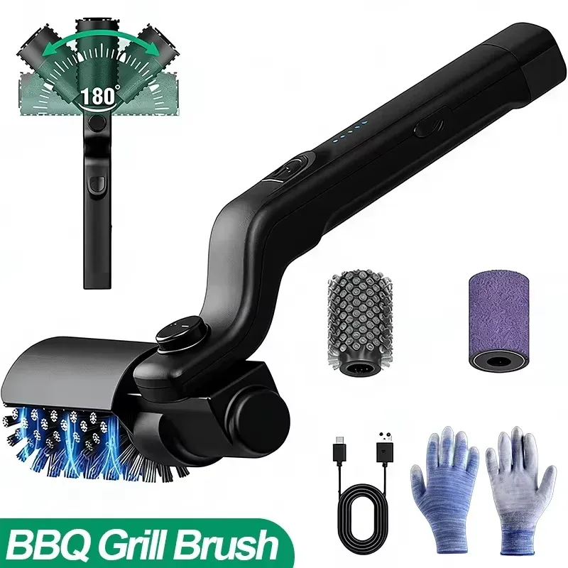 Brosse de nettoyage électrique sans fil pour barbecue, rechargeable et rotative, réglable, pour usage extérieur 8