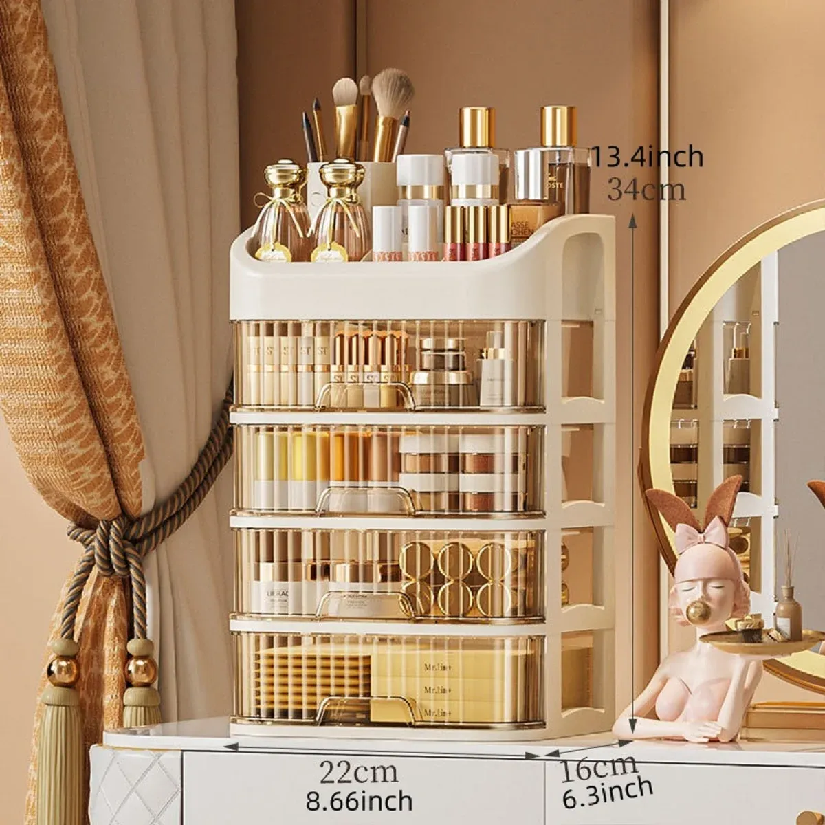 Boîte de rangement à maquillage multicouche, organiseur de cosmétiques pour soins de la peau, fards à paupières et rouges à lèvres, idéal pour commode, salle de bain et chambre 7