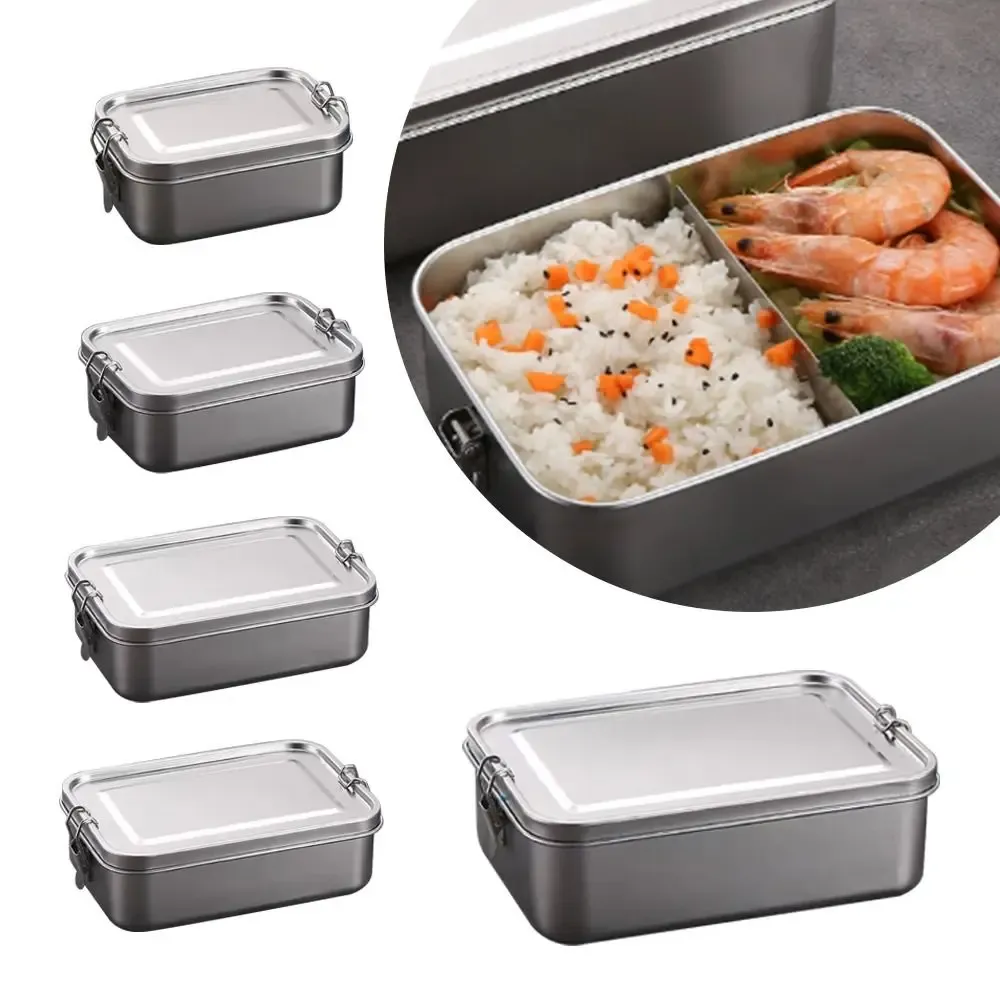 Boîte à bento carrée durable en acier inoxydable, grande capacité avec couvercle, contenant repas étanche pour l'extérieur 4