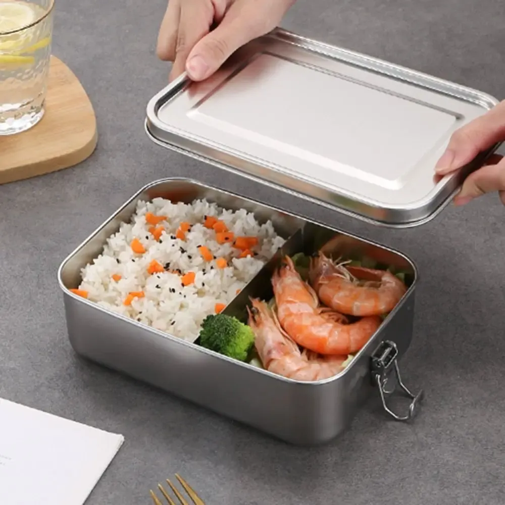 Boîte à bento carrée en acier inoxydable, utilisation quotidienne
