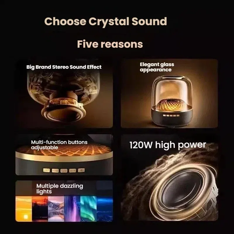 Barre de son sans fil Bluetooth 5.3 Hi-Fi avec caisson de basses et éclairage respirant, audio portable pour home cinéma 4