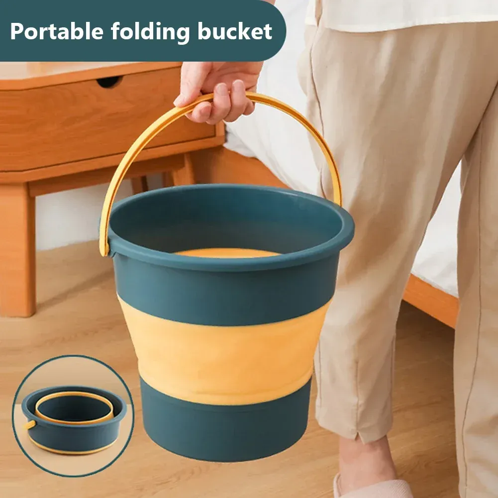 Seau pliable portable 5/10/17 L, seau multifonction en silicone épais pour le lavage de voiture et la pêche, seau pliant de camping 2