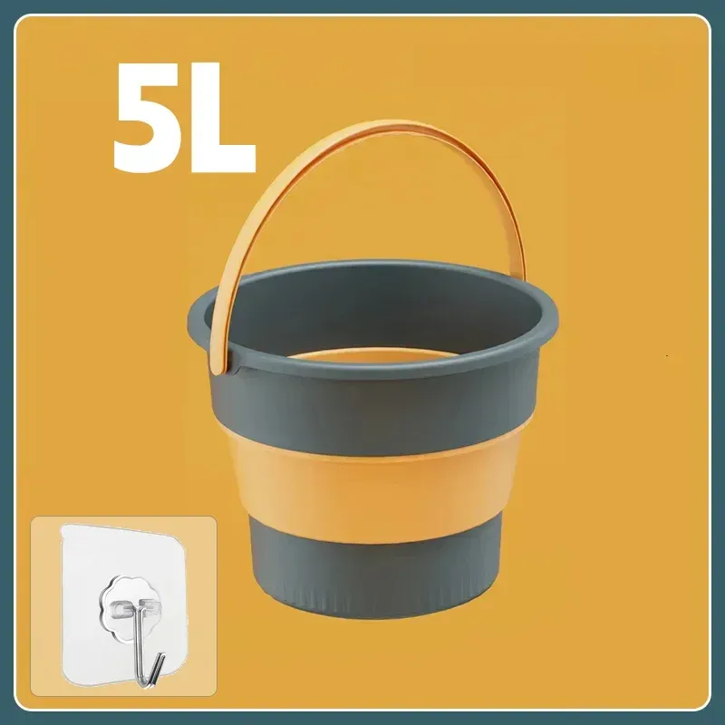 Seau pliable portable 5/10/17 L, seau multifonction en silicone épais pour le lavage de voiture et la pêche, seau pliant de camping 7