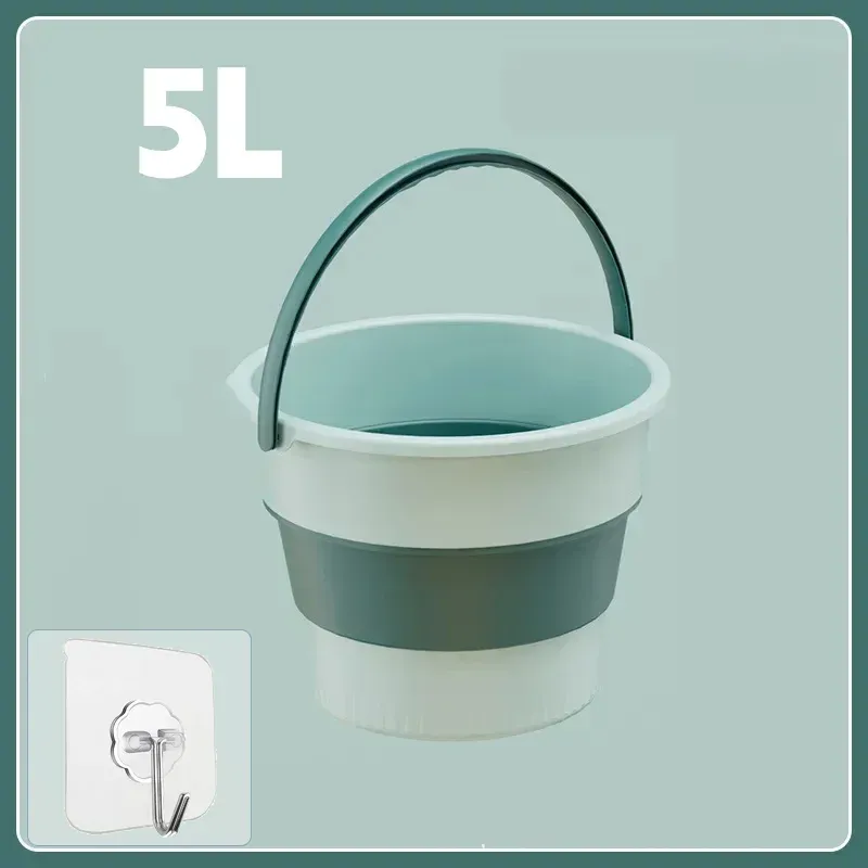 Seau pliable portable 5/10/17 L, seau multifonction en silicone épais pour le lavage de voiture et la pêche, seau pliant de camping 11